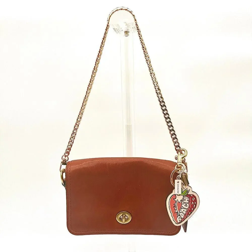 COACH NWT Strawberry Bag Charm, Leather Keychain